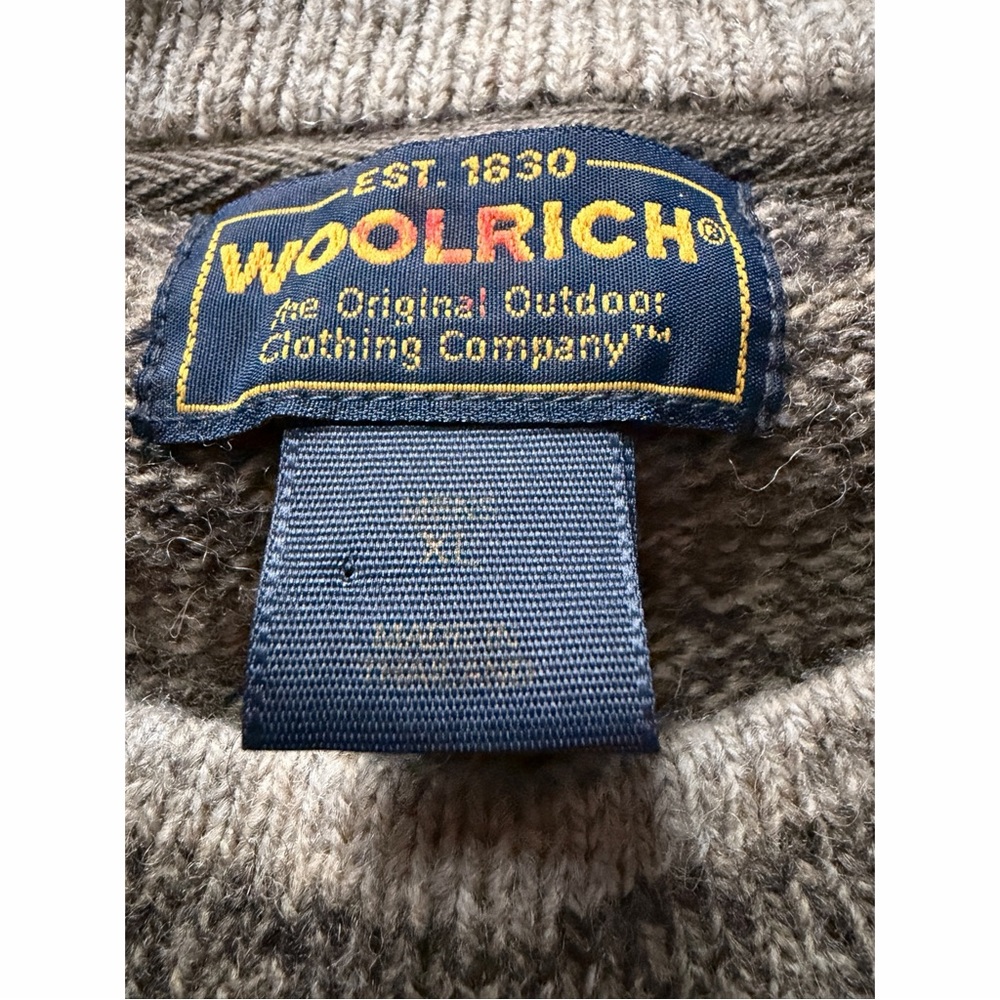 VTG Woolrich Men's Olive Heather Gray Wool Blend Sweater size XL Warm Light - Picture 7 of 9